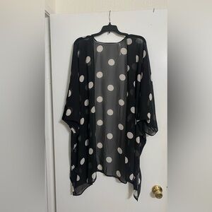 Source Unknown Black and White Polka Dot Sheer Top